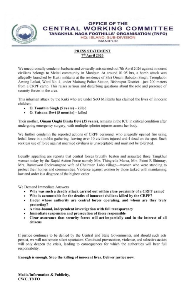 Brutal Attack Claims Lives of Two Children, Sparks Outrage in Manipur