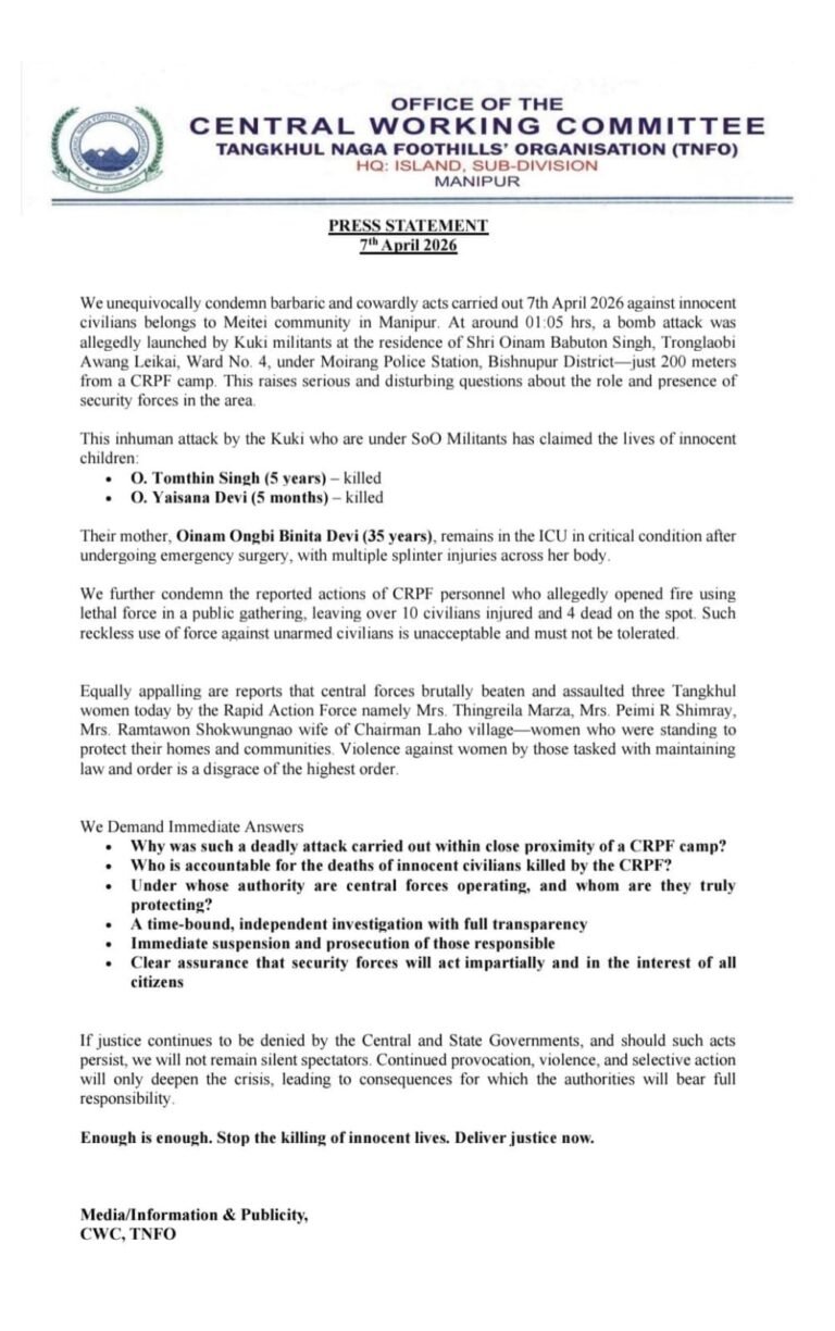 Brutal Attack Claims Lives of Two Children, Sparks Outrage in Manipur