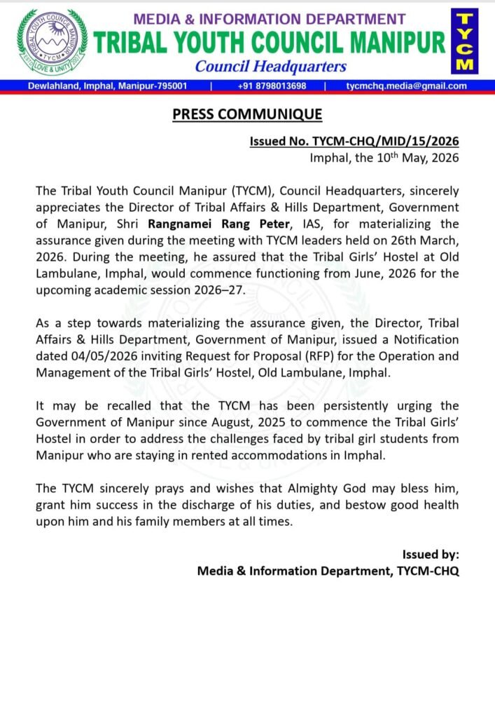 TYCM Welcomes Government Move to Operationalise Tribal Girls’ Hostel at Old Lambulane