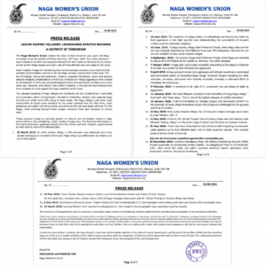 Naga Women’s Union Releases Dossier on Alleged Violence in Leilon Vaiphei–Leimakhong Area, Seeks Review of SoO Pact