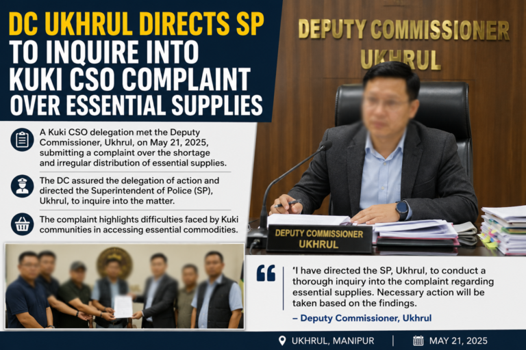 DC Ukhrul Directs SP to Inquire Into Kuki CSO Complaint Over Essential Supplies
