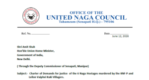 UNC Submits Charter of Demands to Union Home Minister Over Killing of Six Naga Hostages