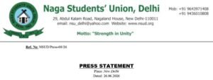 NSUD Rejects Kuki-Zo Council Statement, Calls for Accountability in Killing of Six Naga Civilians