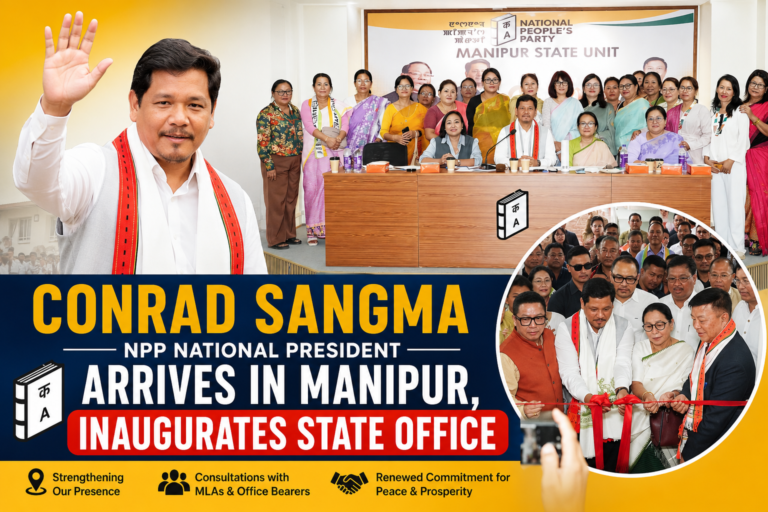 NPP National President Conrad Sangma Arrives in Manipur, Inaugurates State Office