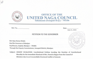 UNC Petitions Governor Seeking Removal of Deputy CM Nemcha Kipgen Over Alleged Conflict of Interest