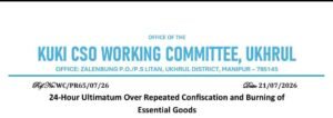 Kuki CSO Working Committee Issues 24-Hour Ultimatum Over Alleged Seizure of Essential Supplies