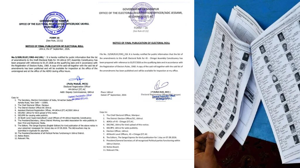 Final Electoral Rolls Published for Ukhrul, Chingai Assembly Constituencies